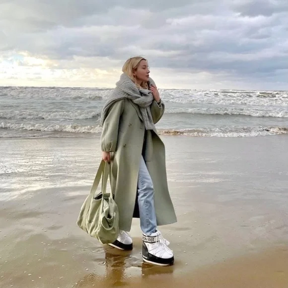 NEW Zara oversized wool blend coat baby green - Picture 14 of 15